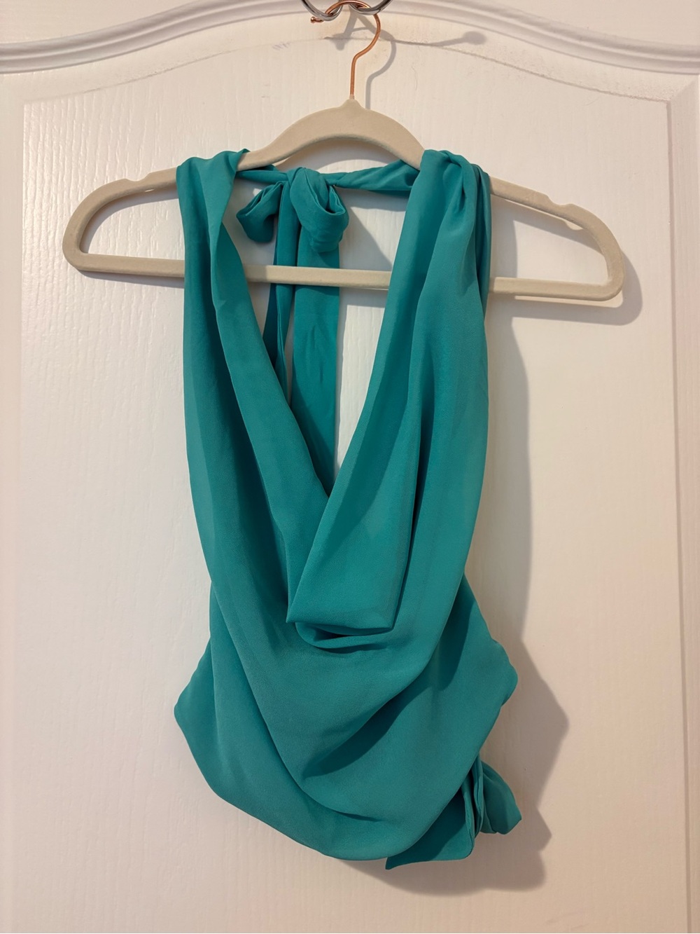 Turquoise Draped Halter Top - Women